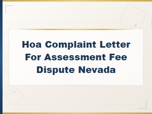 Hoa Complaint Letter for Assessment Fee Disputes in Nevada
