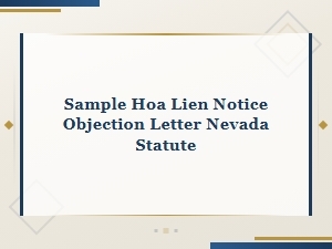 Sample Hoa Lien Objection Letter for Nevada Residents