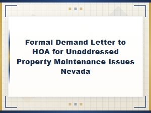 Nevada Hoa Demand Letter for Unresolved Maintenance