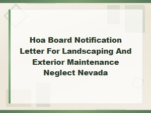 Nevada Hoa Notice Letter for Landscaping Neglect