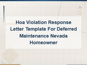 Nevada Hoa Violation Response for Deferred Maintenance