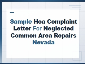Nevada Hoa Complaint Letter for Neglected Common Areas
