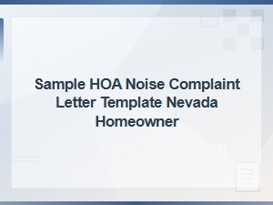 Hoa Noise Complaint Letter Template for Nevada Homeowners