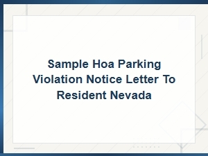 Hoa Parking Violation Notice Letter Sample for Nevada