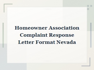 Nevada Hoa Complaint Response Letter Format and Guide