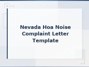 Nevada Hoa Noise Complaint Letter Template