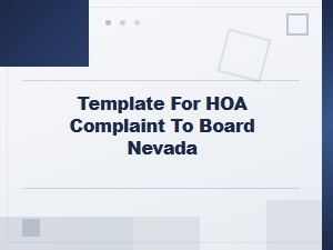 Nevada Hoa Board Complaint Letter Template
